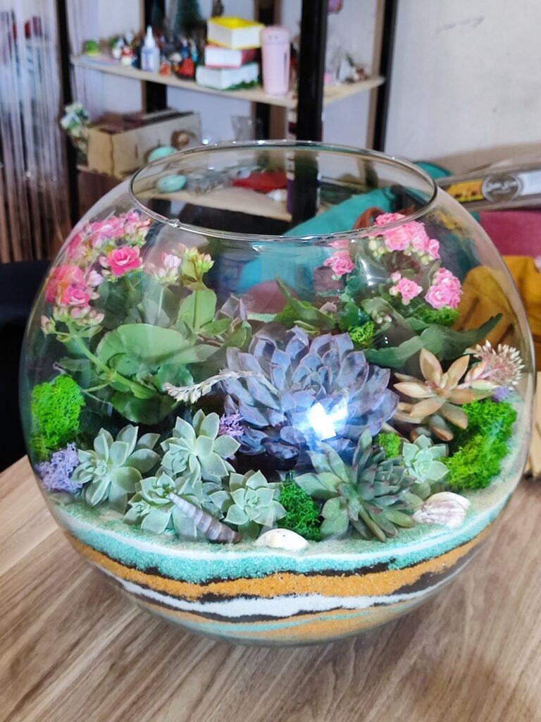 Təbii bitkilərlə bəzədilmiş Terrarium Korporativ Hədiyyə – Şirkət müştəriləri üçün